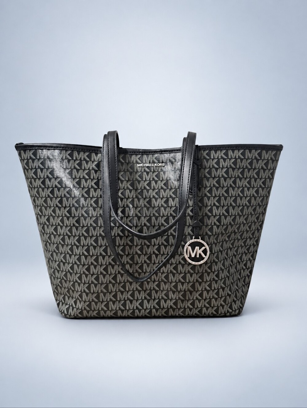 Michael Kors Eliza Large EW Open Tote Black MK Logo 30H3SZAT9B Pre-Owned